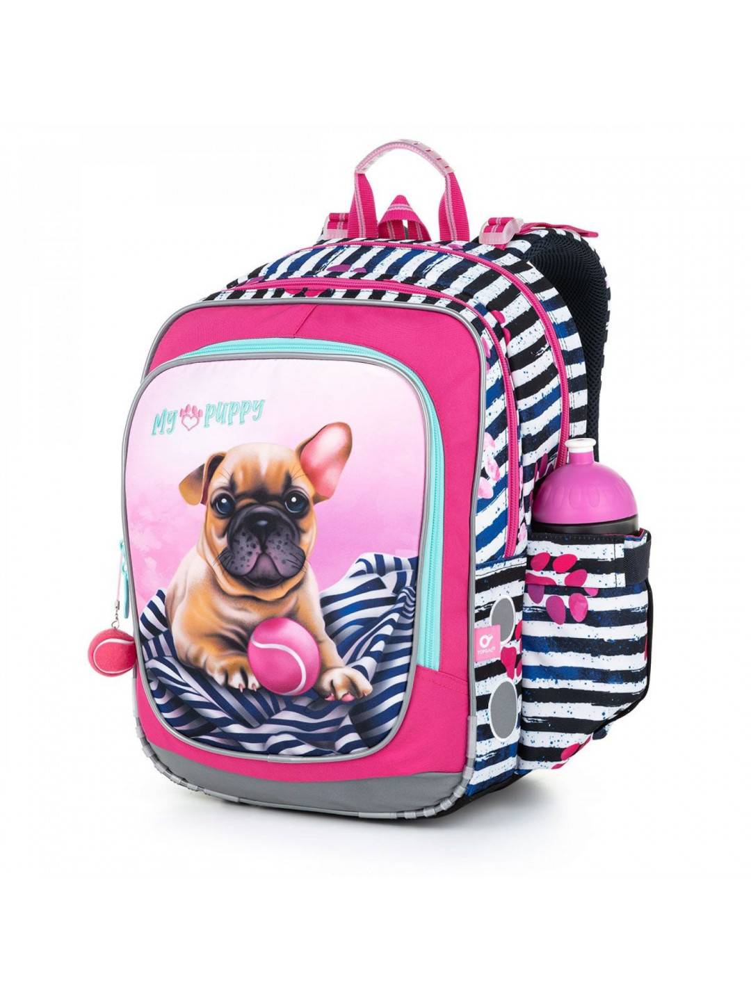 Lehký školní batoh s buldočkem Topgal ENDY růžová